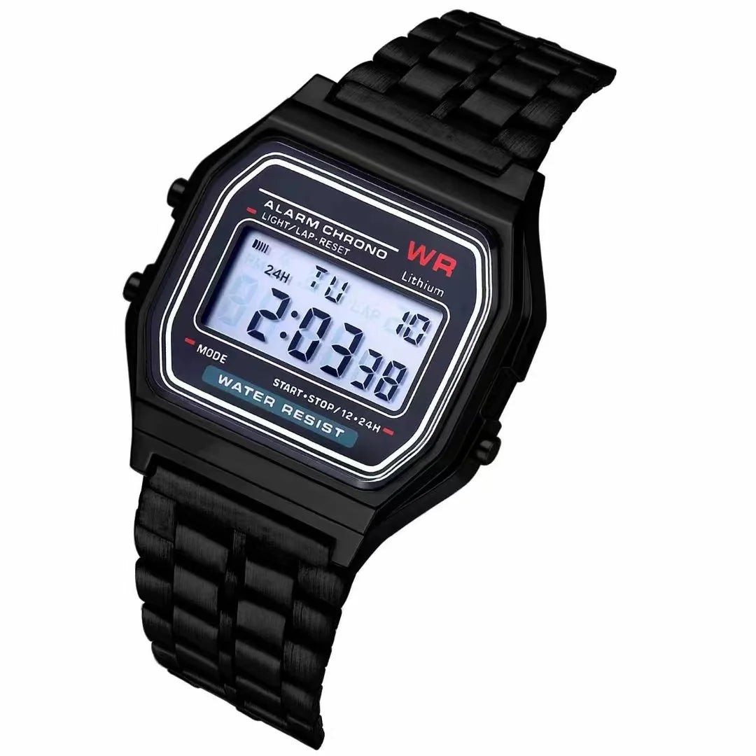 LED Digital Metal Alloy Band Watch for Men & Women — 33mm (1.3in) Dial, Quartz Multi-Function Business Casual Watch
