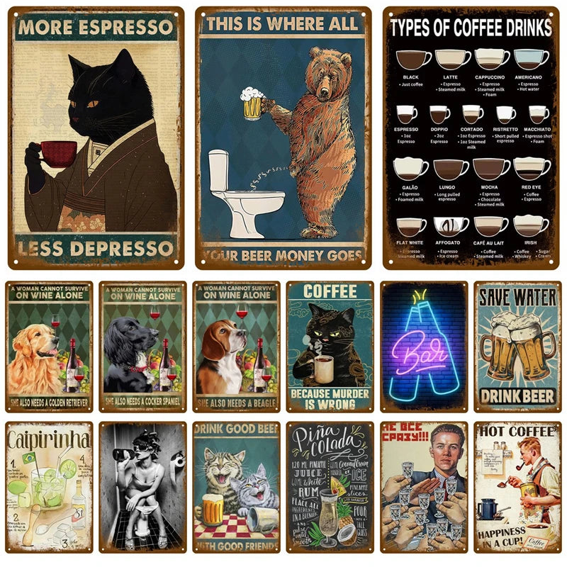Retro Metal Wall Sign 20 x 30 cm (7.8 x 11.8 in) Vintage Tin Bedroom Wall Art