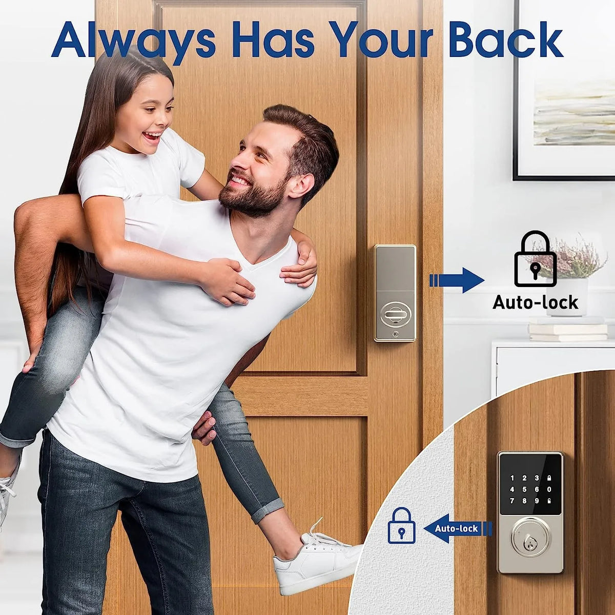 Smart Touchscreen Deadbolt Lock – Keyless Entry, 50 User Codes, Auto-Lock, IP66 Waterproof, Fits 1.4–2.0 in (35–50 mm) Doors, Easy DIY Install