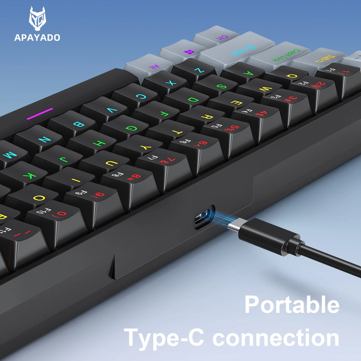 61-Key 60% Mini Mechanical Keyboard - Wired USB-C, Hot-Swappable RGB, Blue/Red Switches, Compact Portable