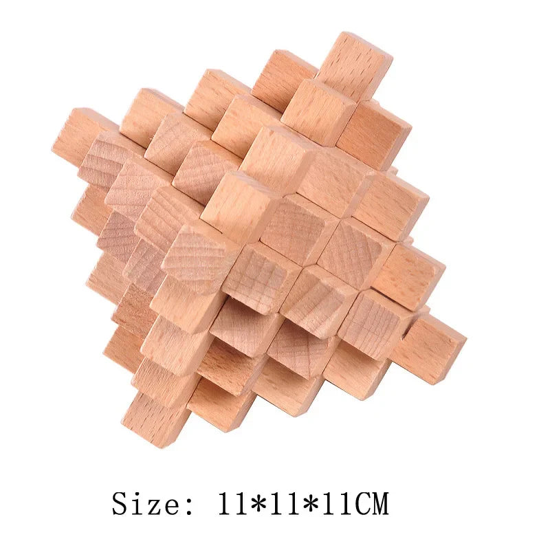 Wooden Lu Ban Brain Teaser 3D Puzzle – Educational Logic Game for Kids & Adults