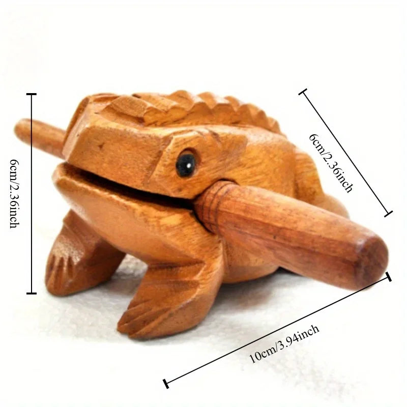 Hand-Carved Wooden Frog Ornament – Croaking Solid Wood Home Decor & Souvenir