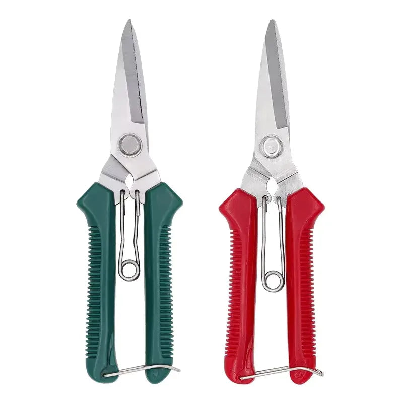 Straight Pruning Shears 7.5in (19cm) – Stainless Steel Bypass Garden Scissors with Non-Slip Handle for Bonsai & Household