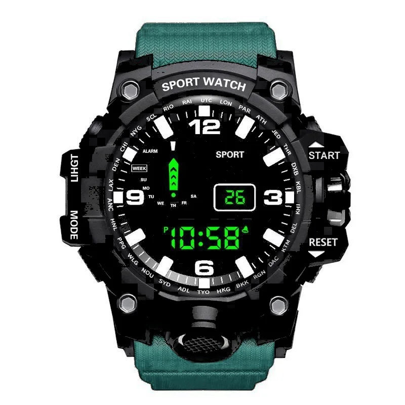 Men's Sports Digital Watch - Large 55mm Dial, Waterproof 3ATM (30M), Luminous Alarm & Stopwatch