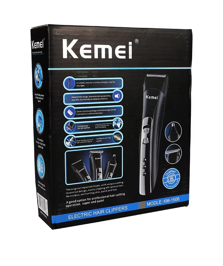 3-in-1 Electric Hair Clipper & USB Rechargeable Shaver — Nose Hair Trimmer Grooming Kit