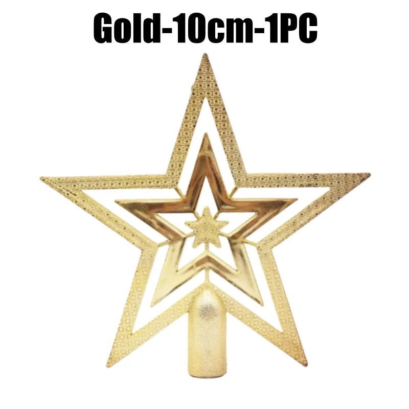 Star Christmas Tree Topper Gold & Red Shimmer 4 in / 8 in (10 / 20 cm) Holiday Tree Decoration