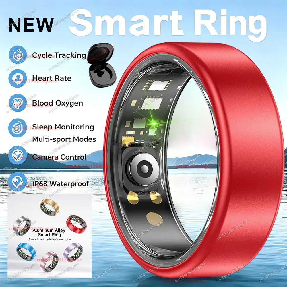 Smart Ring with Charging Case – Unisex Health Tracker, Heart Rate & SpO2 Monitor, Sleep Tracking, IP68 Waterproof, Multi-Sport Modes, Multiple Sizes