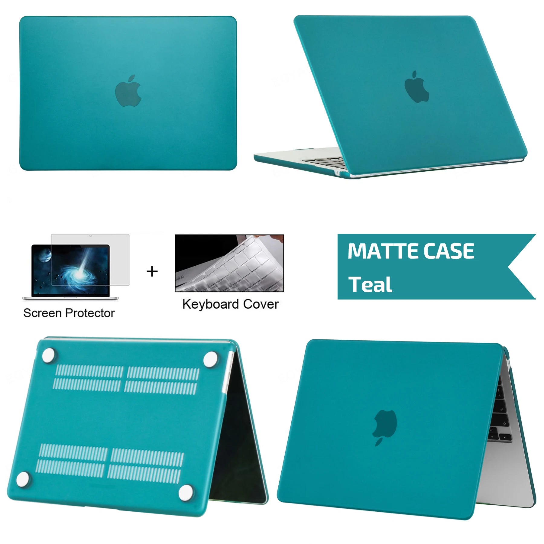 Hard Shell Protective Laptop Case for MacBook Air & Pro 13/13.6/14/16 Inch – PVC Snap-On Cover with Keyboard Cover & Screen Protector