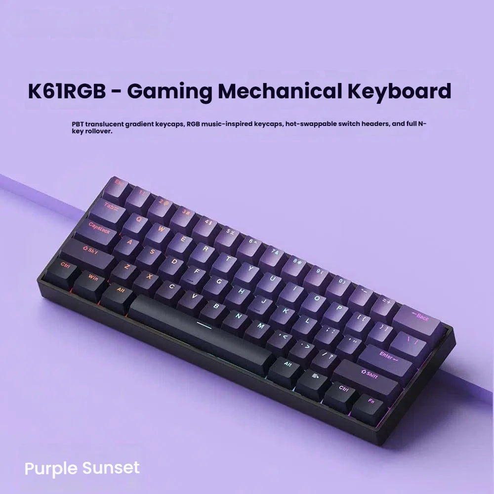 Mini USB Wired Hot-Swappable Mechanical Gaming Keyboard with Detachable Cable