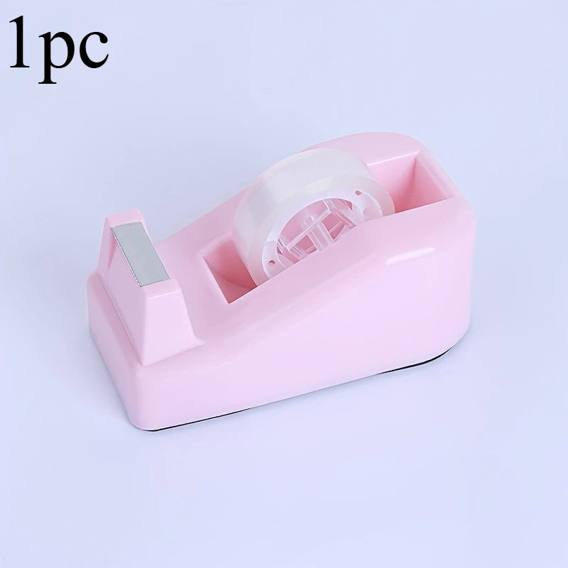 Pink Tape Dispenser with Weighted Non-Skid Base – Desk Tape Cutter (Tape Not Included)