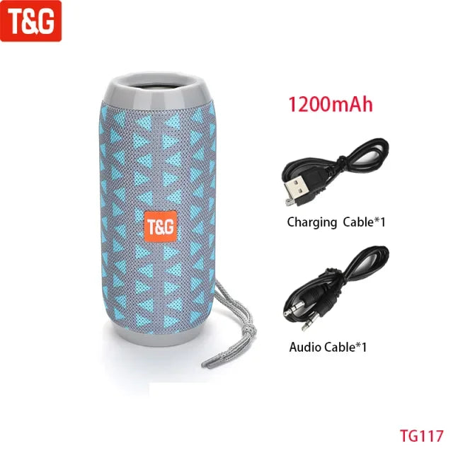 Portable Wireless Bluetooth Speaker 10W — TWS, FM Radio, IPX5 Waterproof, 1200mAh Handsfree