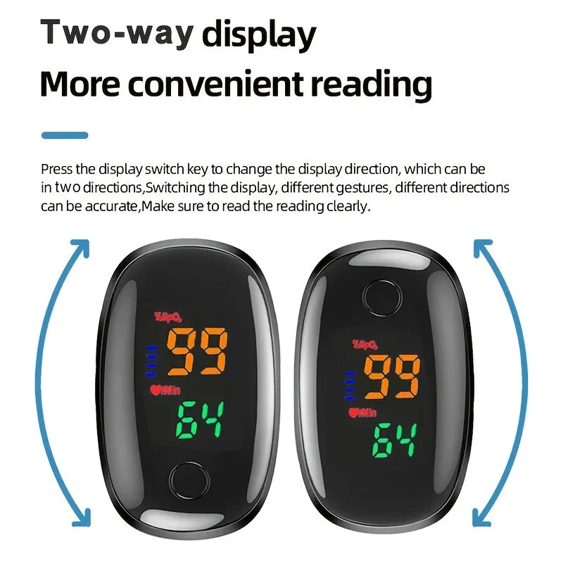 Portable Finger Pulse Oximeter with Color LED Display — SPO2 & Heart Rate Monitor