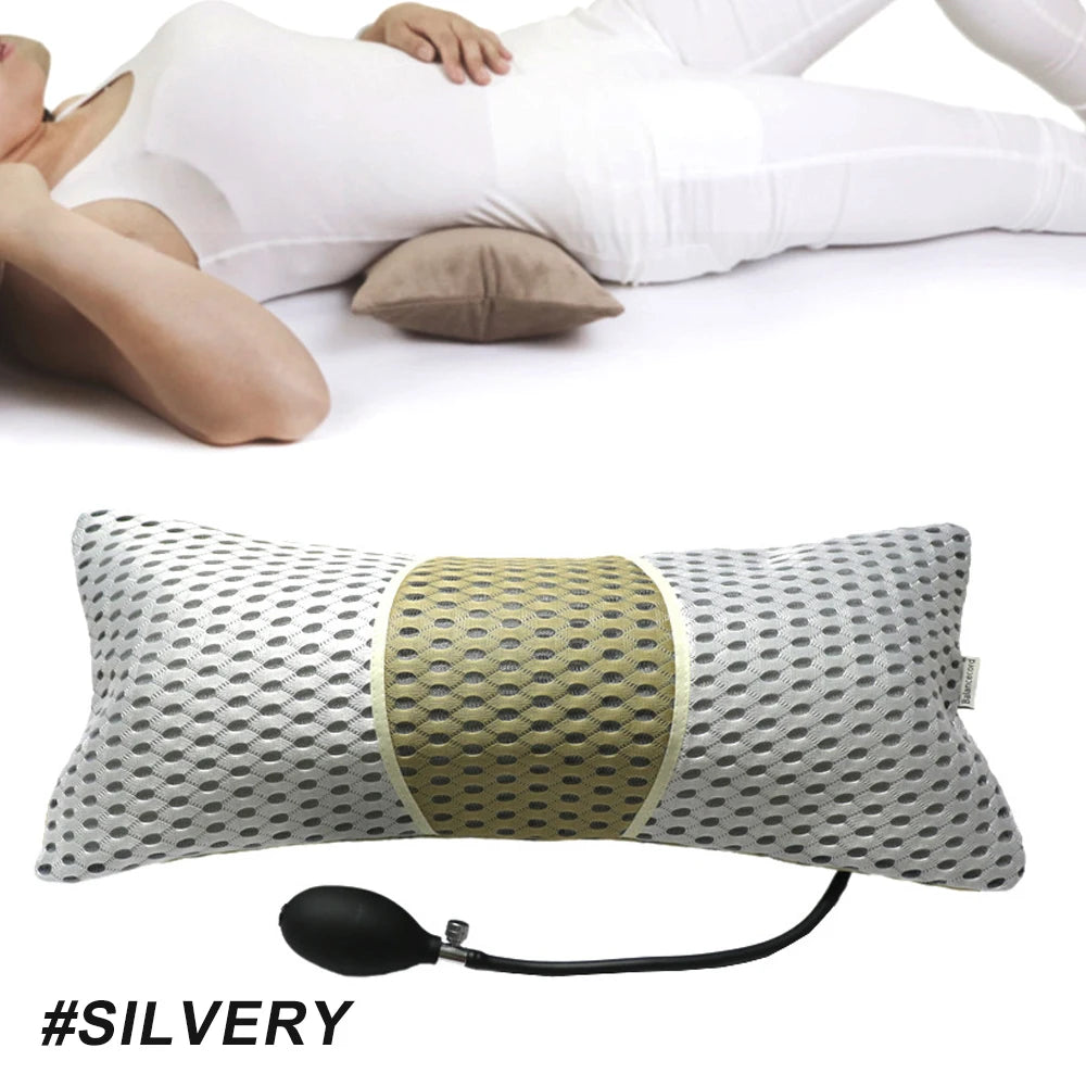 Inflatable Lumbar Support Pillow – Removable Washable Cover, Adjustable Air Cushion for Lower Back Pain Relief, Travel & Office
