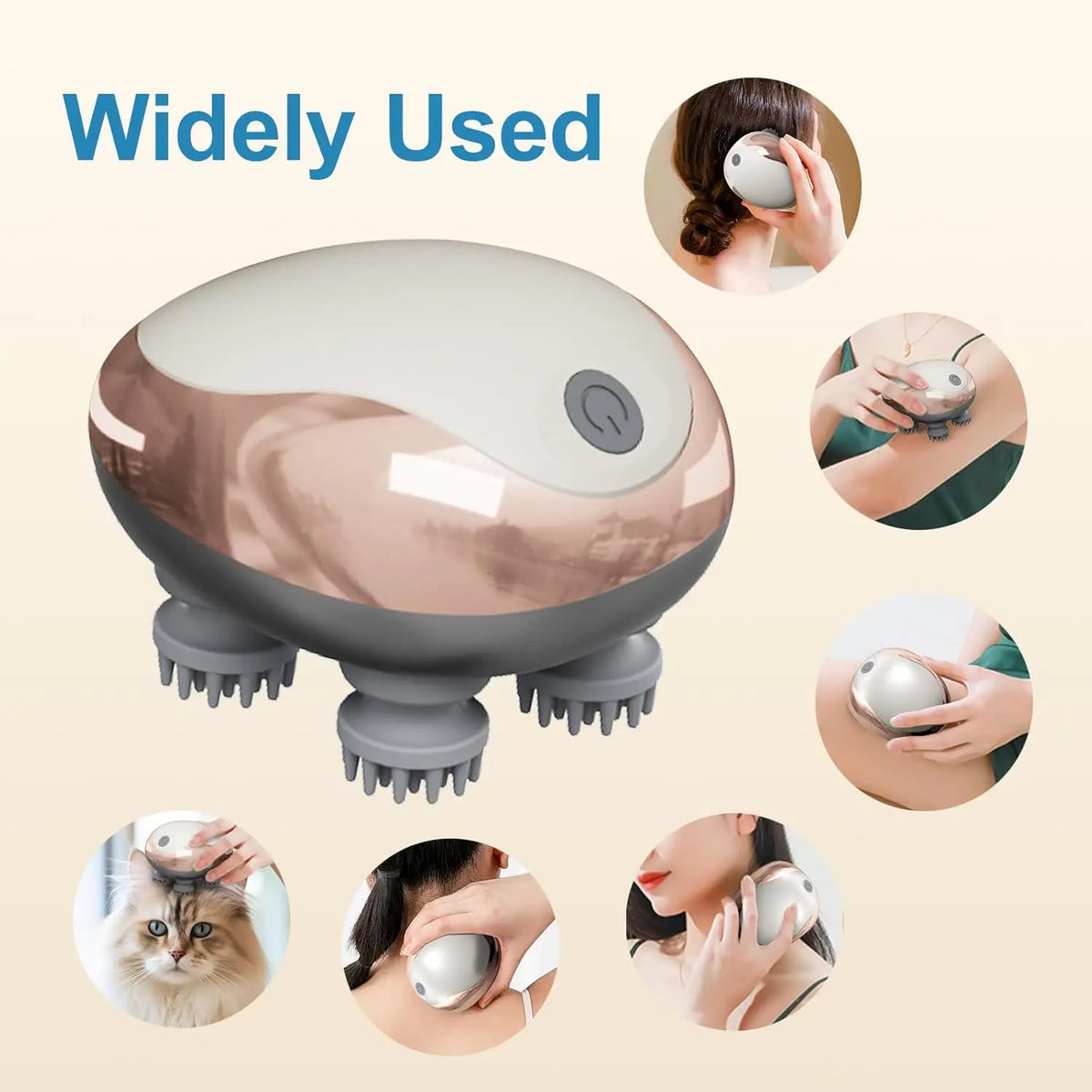 Handheld Electric Scalp Massager - Rechargeable Waterproof Head Scratcher for Scalp, Hair Growth & Full-Body Massage
