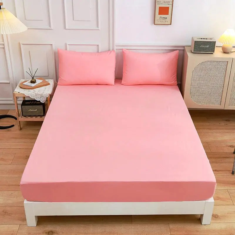 3-Piece Queen Size Polyester Bedding Set - Fitted Sheet, Pillowcases & Elastic Mattress Cover