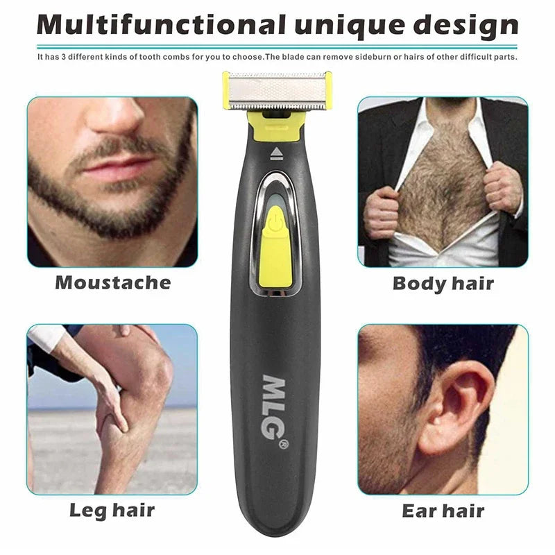 Portable USB Rechargeable Electric Shaver & Full-Body Trimmer T-Blade Wet/Dry Washable Razor for Beard Bikini Armpit