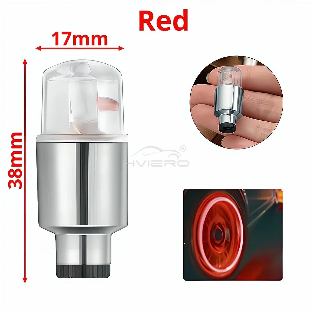 2-Pack LED Valve Stem Wheel Lights 12V Neon Tire Caps for Car Motorcycle Bicycle - RGB Waterproof