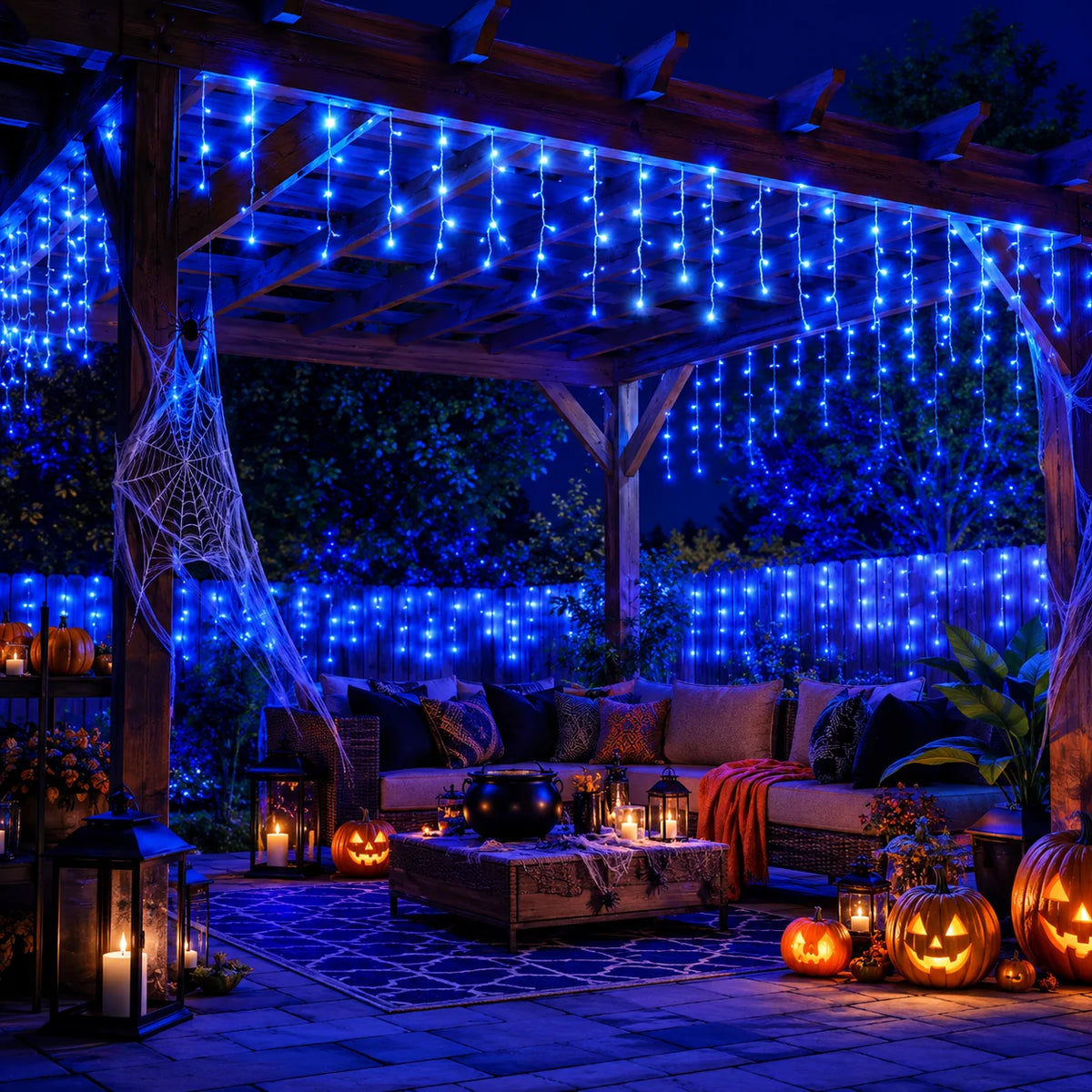 USB LED Icicle Curtain String Lights — 6M (19.7 ft) 100 LED & 10M (32.8 ft) 200 LED, 8 Modes for Window, Porch, Roof, Holiday & Halloween Christmas Decor