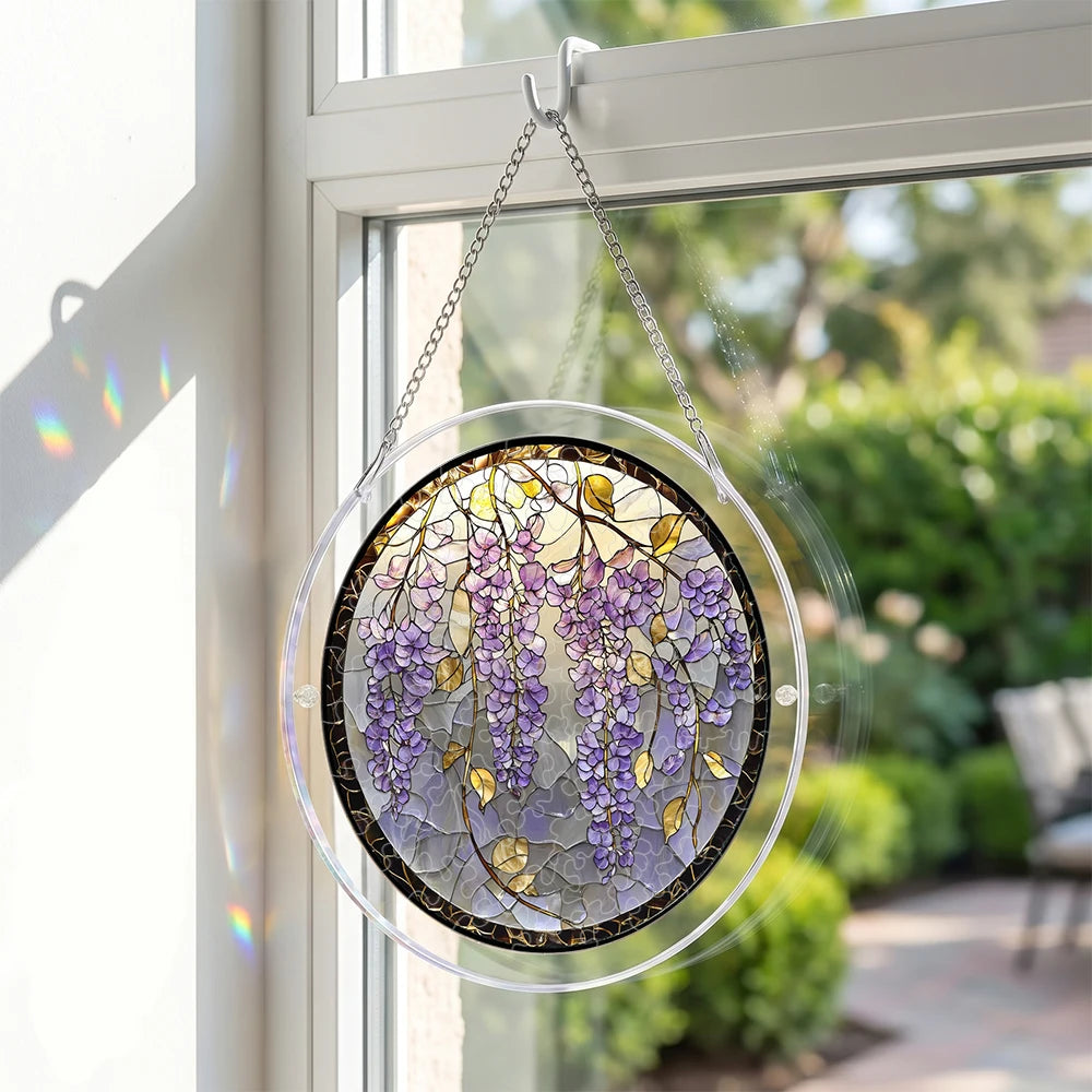 3-Layer Acrylic Puzzle Suncatcher Window Hanging DIY Interlocking Flower Sun Catcher with Chain