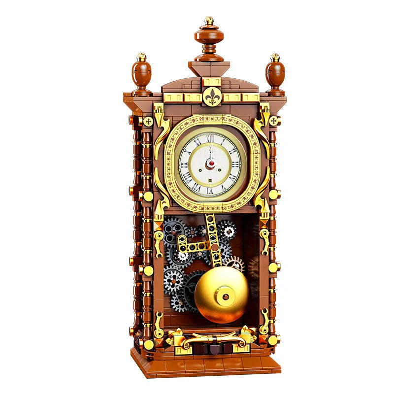 Swinging Retro Mechanical Pendulum Clock Building Blocks 751-Piece 3D Model Kit for Adults Home Decor Gift