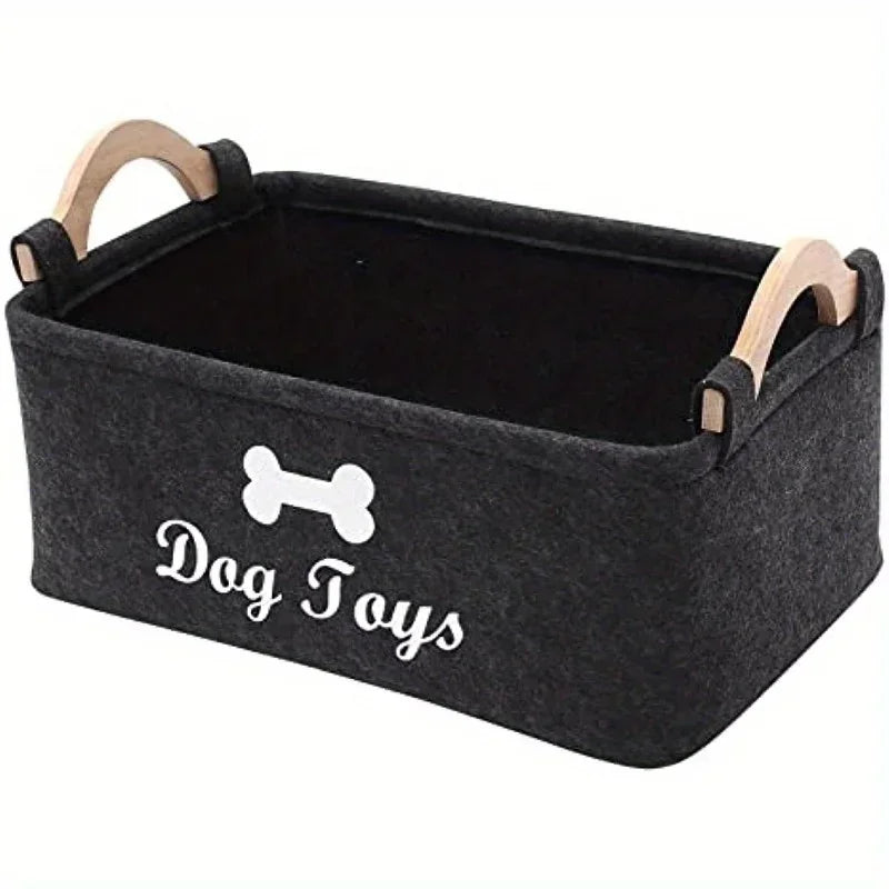 Felt Pet Toy Box Dog Toy Storage Basket Organizer for Plush Toys