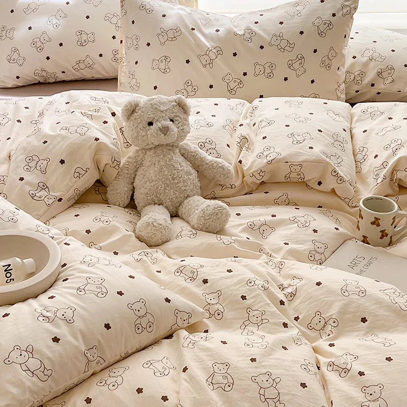 Floral Kawaii Bed Linen Set - Bed Sheet & Duvet Cover Twin / Full / Queen / King (3-4 Pc)