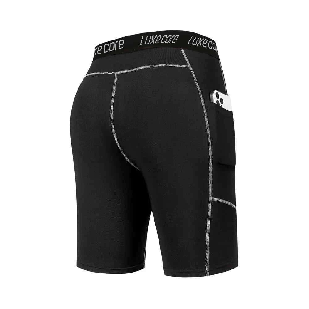 Men's Compression Shorts with Pocket - Quick-Dry Breathable Stretch Base Layer for Gym & Sports