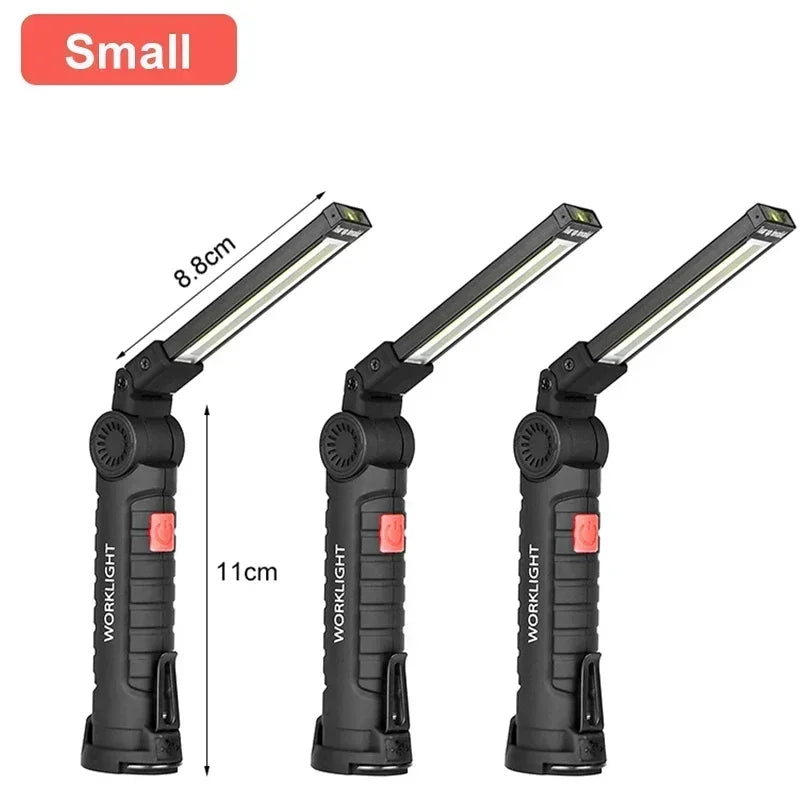Portable COB LED Work Light – USB Rechargeable Inspection Lamp with Magnetic Hook & 360° Swivel