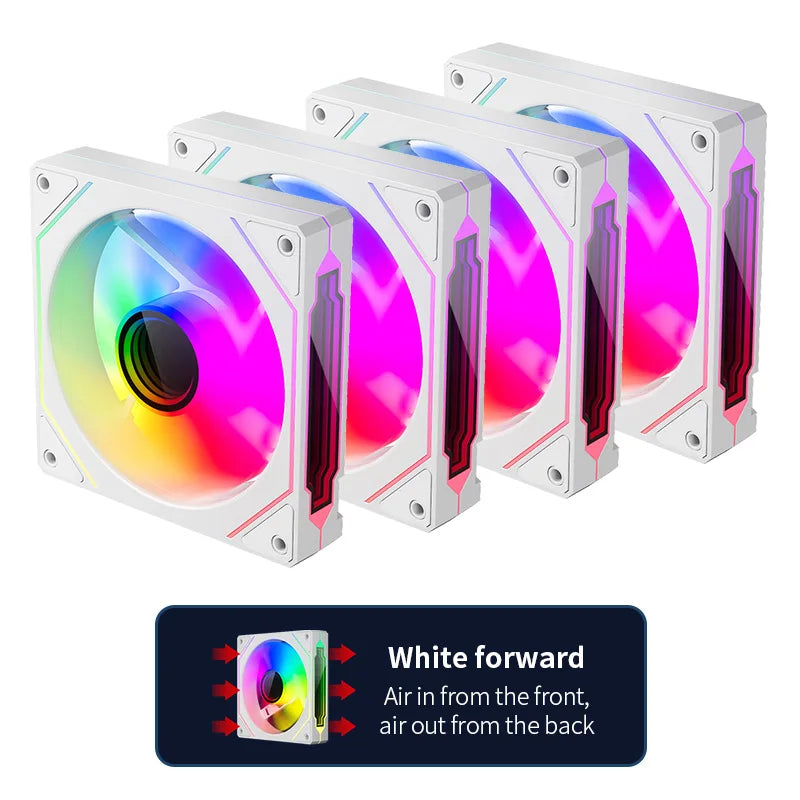 Infinite Mirror ARGB 120mm (4.72 in) PWM PC Case Fan — 5V 3-Pin ARGB & 12V 4-Pin PWM, 800–2000 RPM, Hydro Bearing