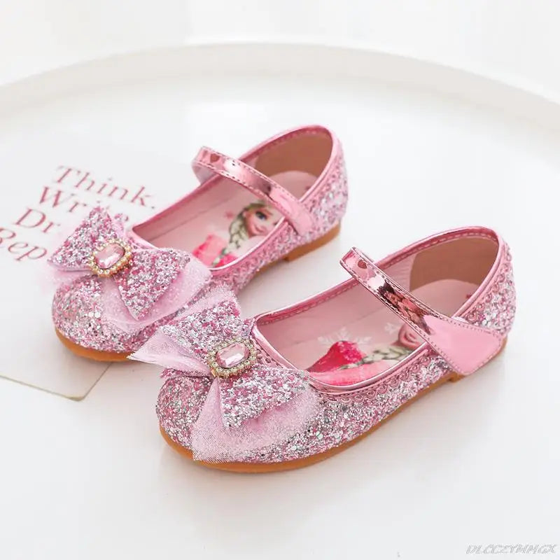 Girls Princess Crystal Flower Soft-Bottom Baby Shoes - PU Leather Flat Toddler Shoes