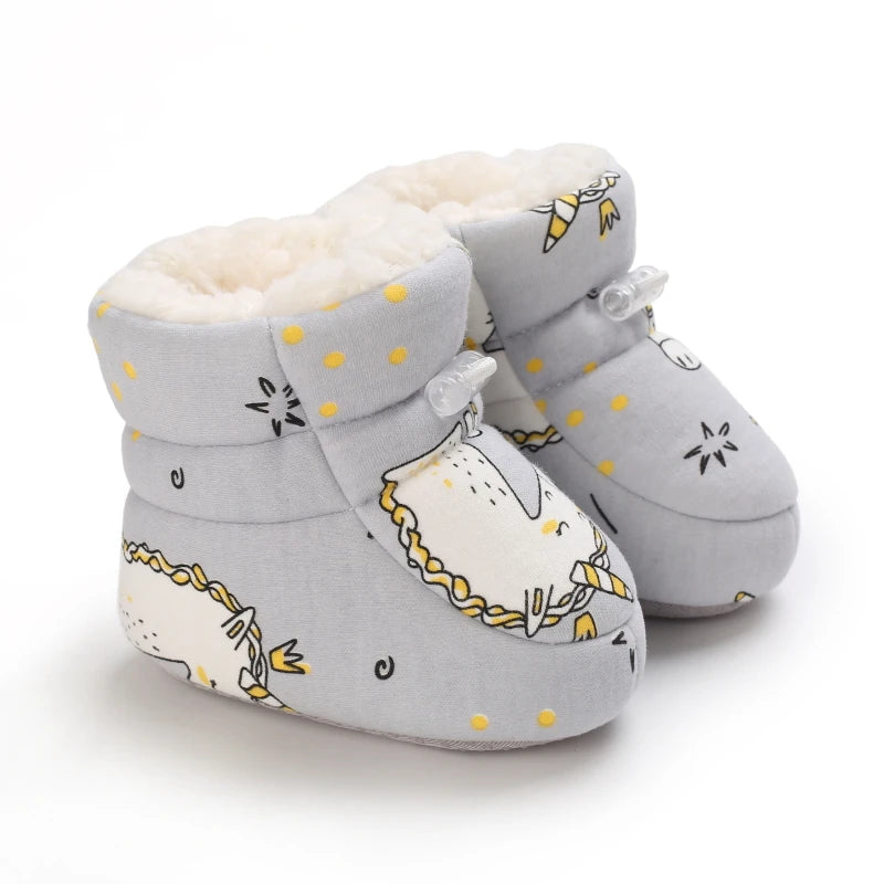 Winter Baby Boots Cartoon Soft-Sole Anti-Slip Warm Toddler Walking Booties for Boys & Girls