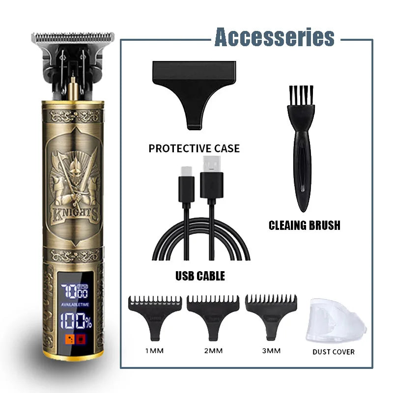 Rechargeable Cordless Hair Trimmer — Stainless Steel Blade, 80 Min Runtime, 0.5–1 mm (0.02–0.04 in) Cut