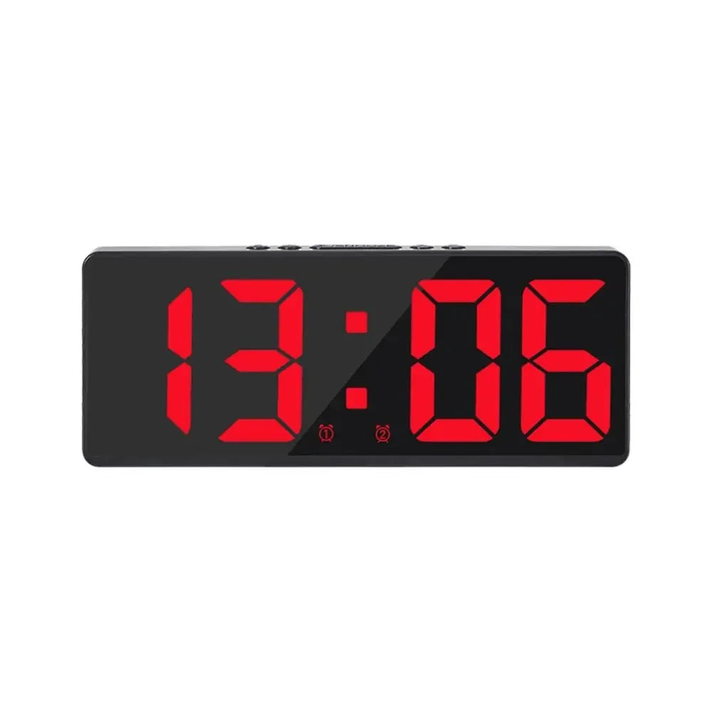 LED Digital Alarm Clock with Large Numbers, Color Nightlight, Temperature & Calendar, Voice-Activated, USB-Powered