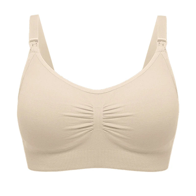 Plus Size Nursing Bra Breathable Seamless Maternity Breastfeeding Bra Wire-Free with Removable Pads