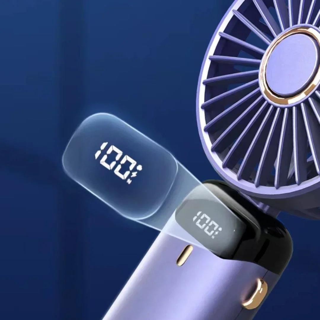 Portable USB Rechargeable Handheld Fan with LED Display, 90° Adjustable 5-Speed Mini Aromatherapy Fan