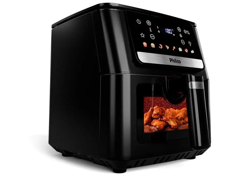6.5L (6.9 qt) Black Stainless Steel Digital Air Fryer – Square Ceramic-Coated Basket, 1700W, 8 Presets