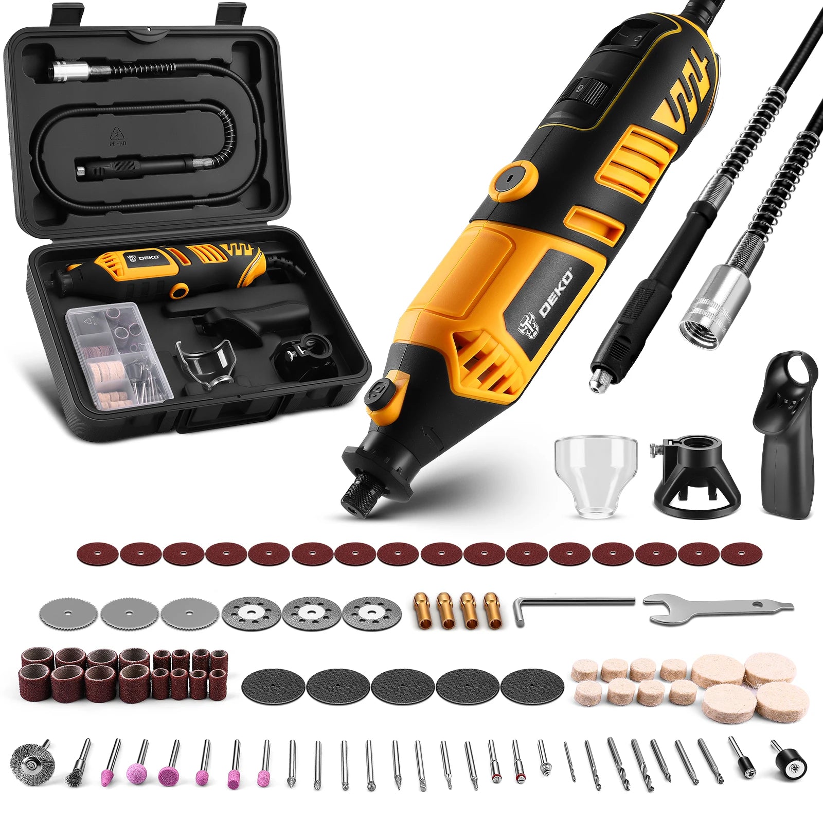 Corded Rotary Tool 220V 170W Mini Handheld Grinder with Flex Shaft, 127-Piece Accessory Kit for Engraving, Polishing & Cutting