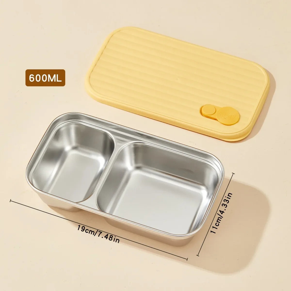 304 Stainless Steel Bento Box - Divided Airtight Lunch Box with Lid, Leakproof Meal Prep Container for Kids & Students