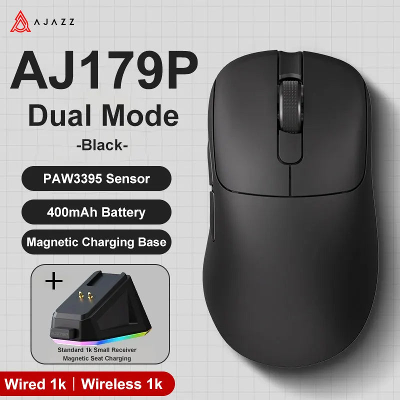 Wireless Gaming Mouse 2.4GHz & Bluetooth - Right-Hand Ergonomic, 26,000 DPI Optical Sensor, Battery Powered