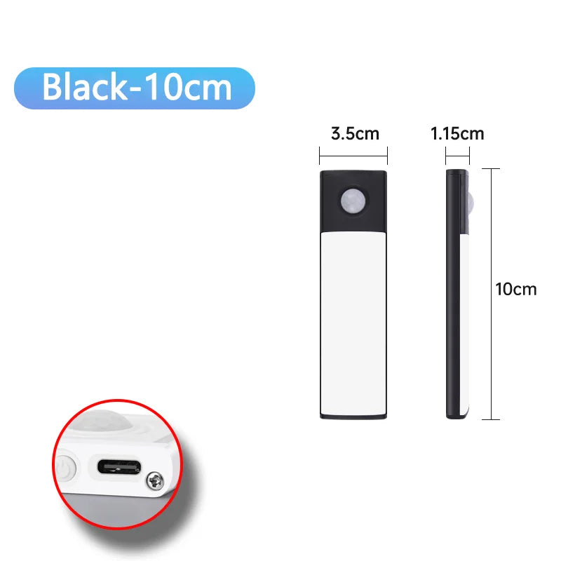 USB Rechargeable Motion Sensor LED Under-Cabinet Light – Wireless Night Lamp for Kitchen, Closet & Wardrobe (10–50 cm / 4–20 in)