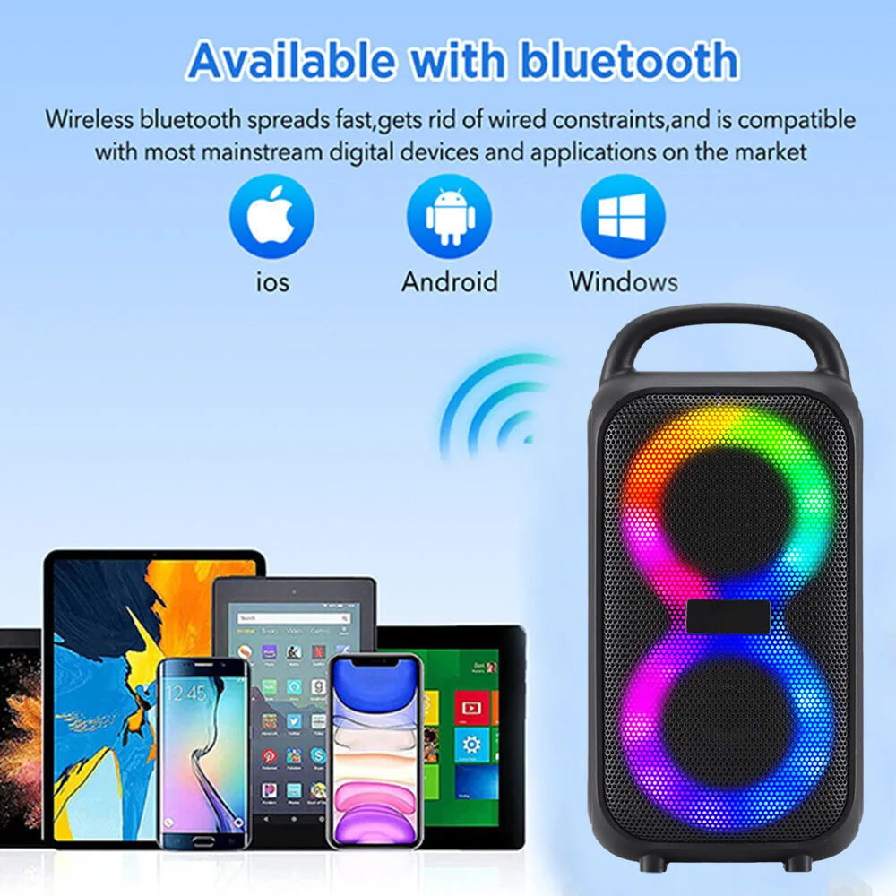 1000W Bluetooth Party Speaker Portable TWS Boombox Dual 3-Inch Speakers USB TF FM Rechargeable
