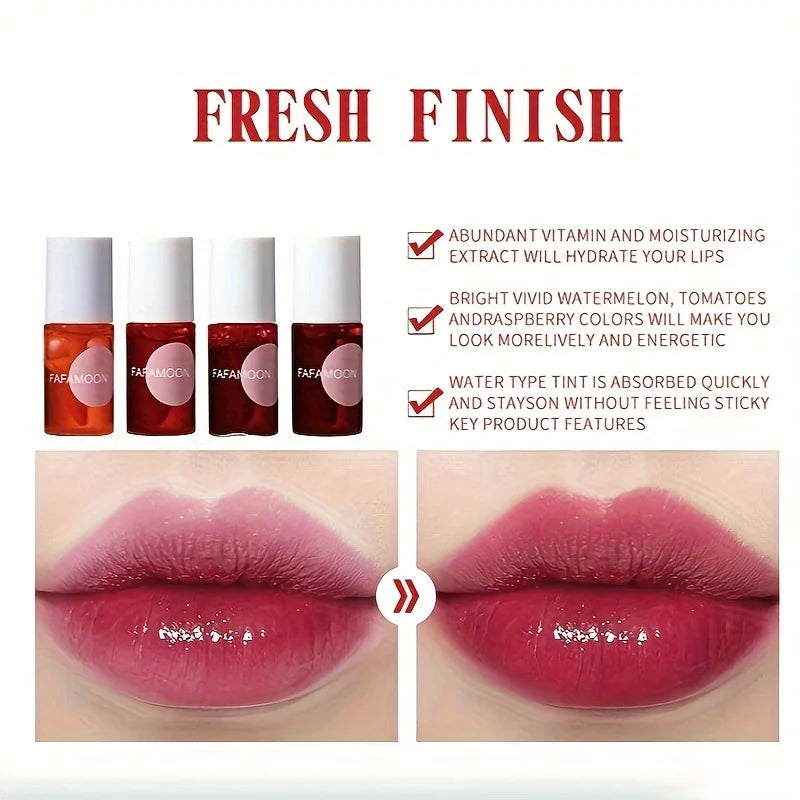Fruity Lip Tint 4-Color Water Gloss — Moisturizing Waterproof Long-Lasting Lip Gloss (7.1 ml / 0.24 fl oz)