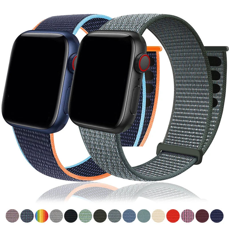 Nylon Braided Breathable Watch Band – Fits 38/40/41/42/44/45/46/49 mm (1.50–1.93 in) Smartwatches