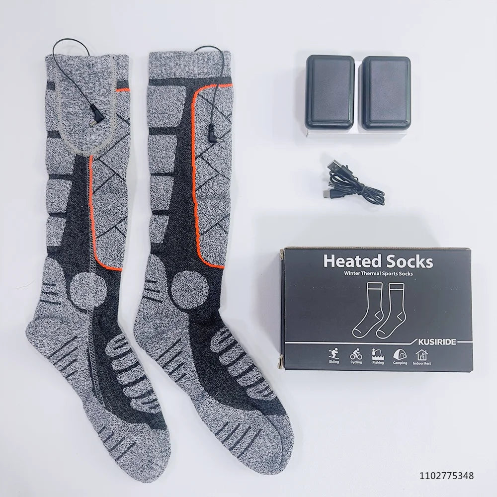 Rechargeable Heated Socks 6000mAh Electric Thermal Ski & Snowboard Foot Warmers for Winter Outdoor Sports