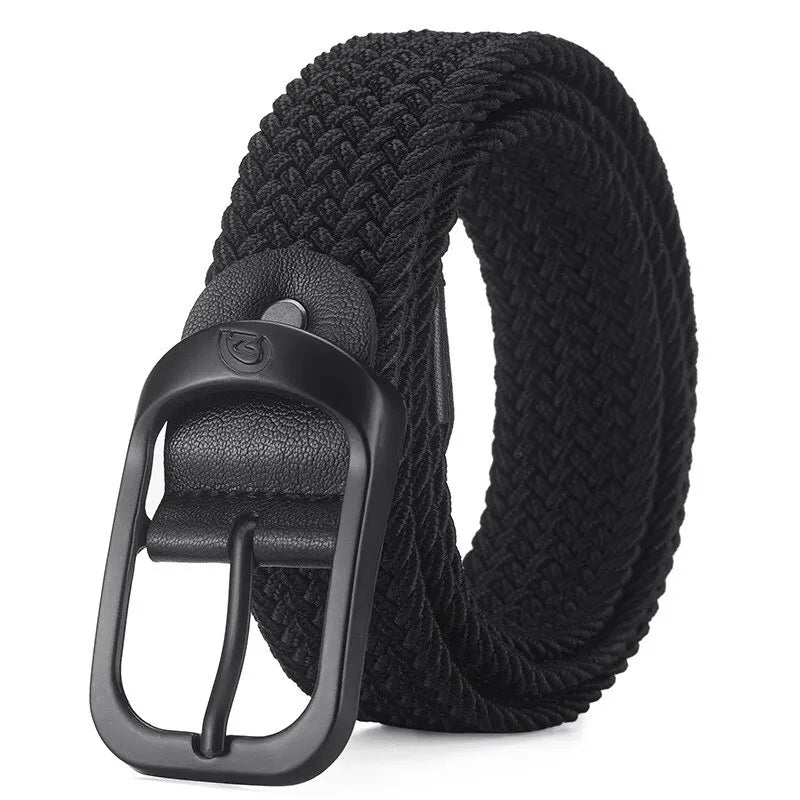 Woven Elastic No-Hole Belt – Unisex Stretch Adjustable Belt for Outdoor, Climbing & Work (3.3 cm / 1.3 in)