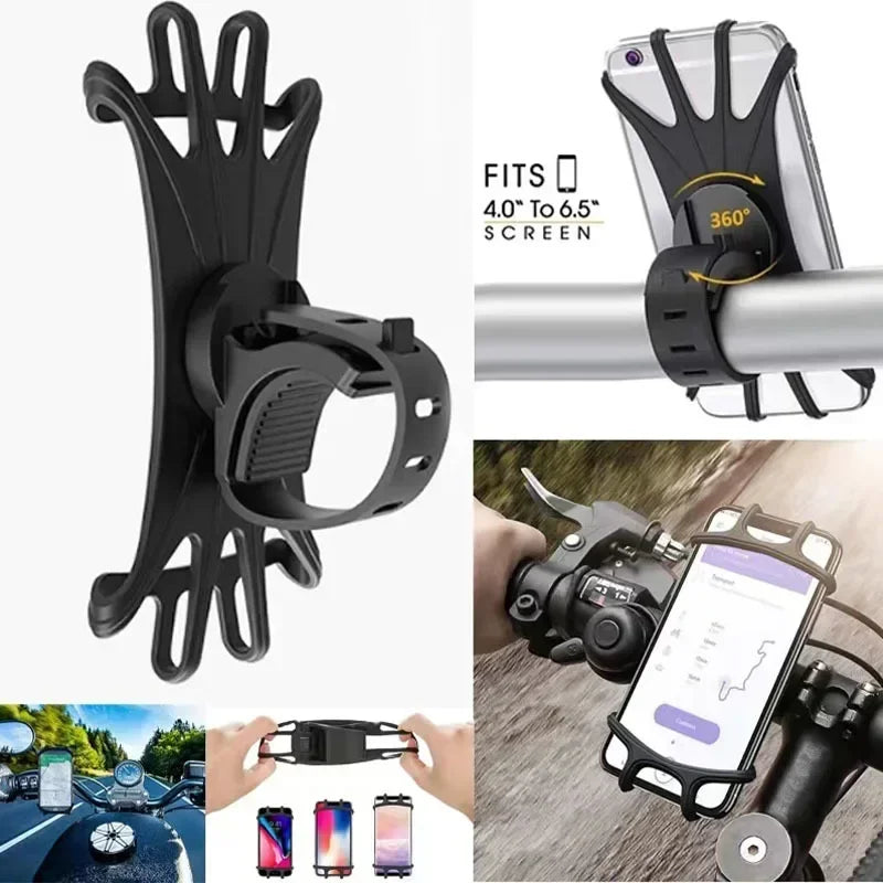 360° Rotating Silicone Bike & Motorcycle Phone Mount - Universal Handlebar Phone Holder