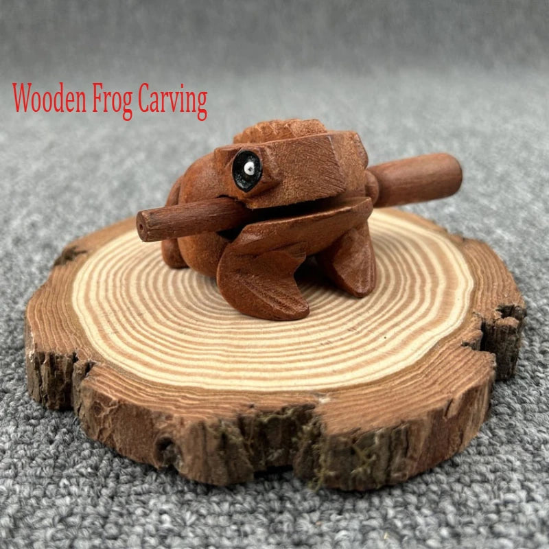 Hand-Carved Wooden Frog Ornament – Croaking Solid Wood Home Decor & Souvenir