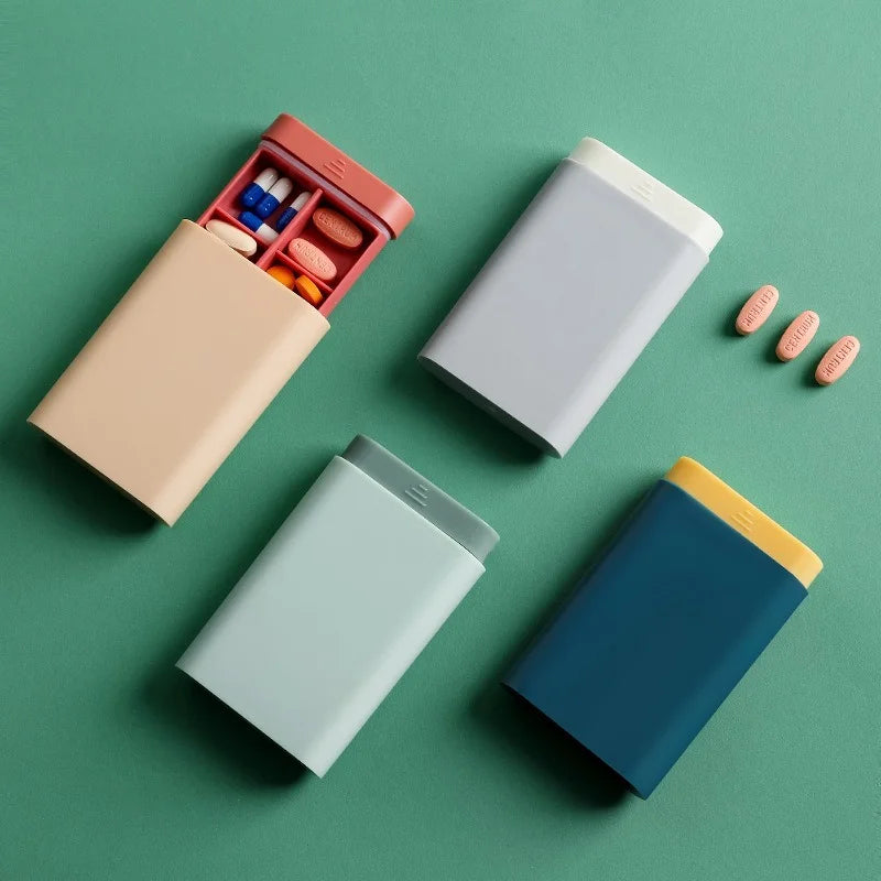 Mini Portable 7-Day Pill Organizer – 6-Compartment Travel Vitamin & Medicine Case