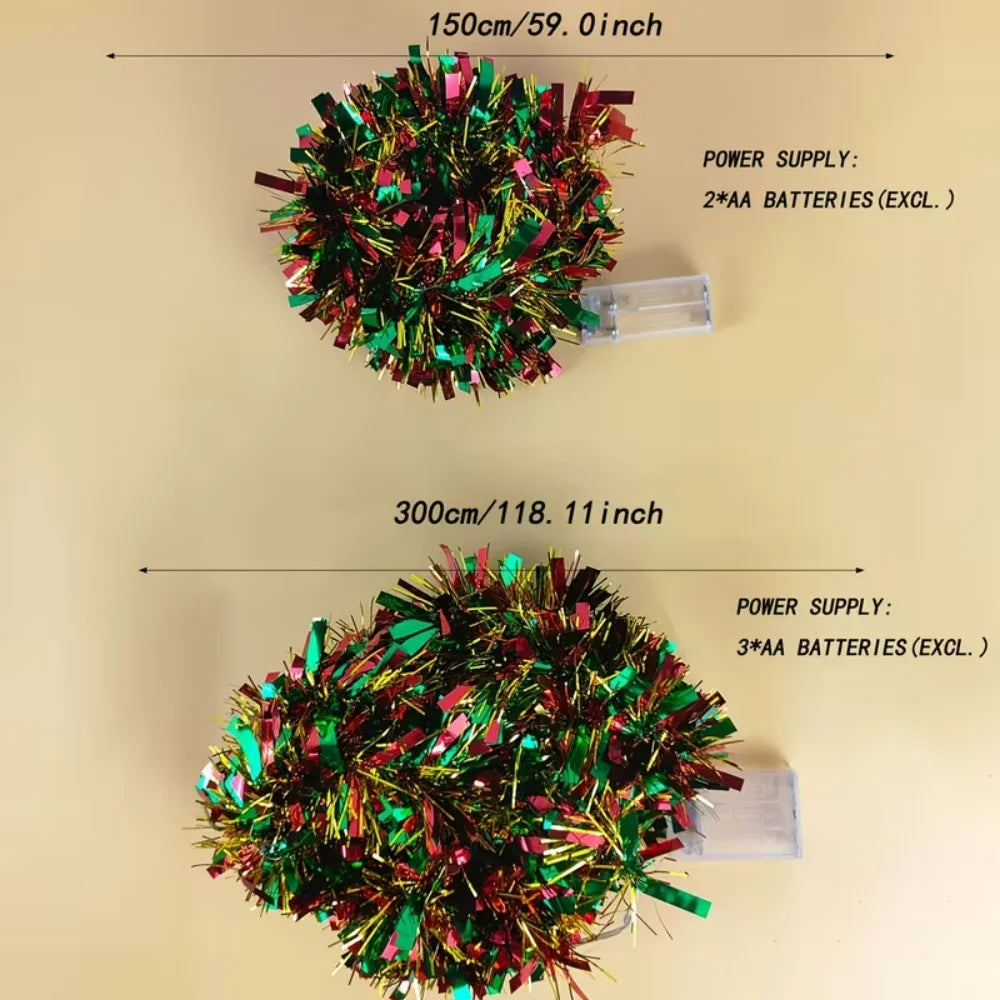 Battery-Operated LED Christmas Garland String Lights – Hanging Holiday Decor for Tree, Window & Party