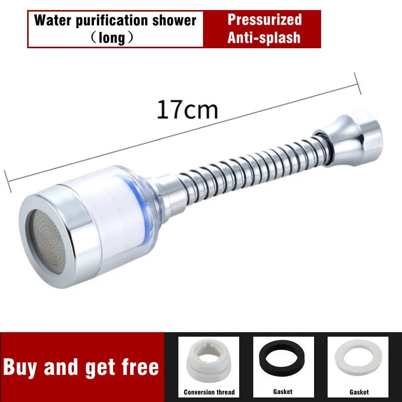 Universal Faucet Aerator with Filter — 1080° Rotating Swivel Tap Extender, Water-Saving Splash-Proof Bubbler
